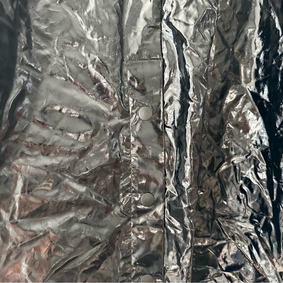 Jane Post Black Patent Shiny Boxy Rain Coat Poncho Jacket Snap Button Back 1X - Picture 10 of 14